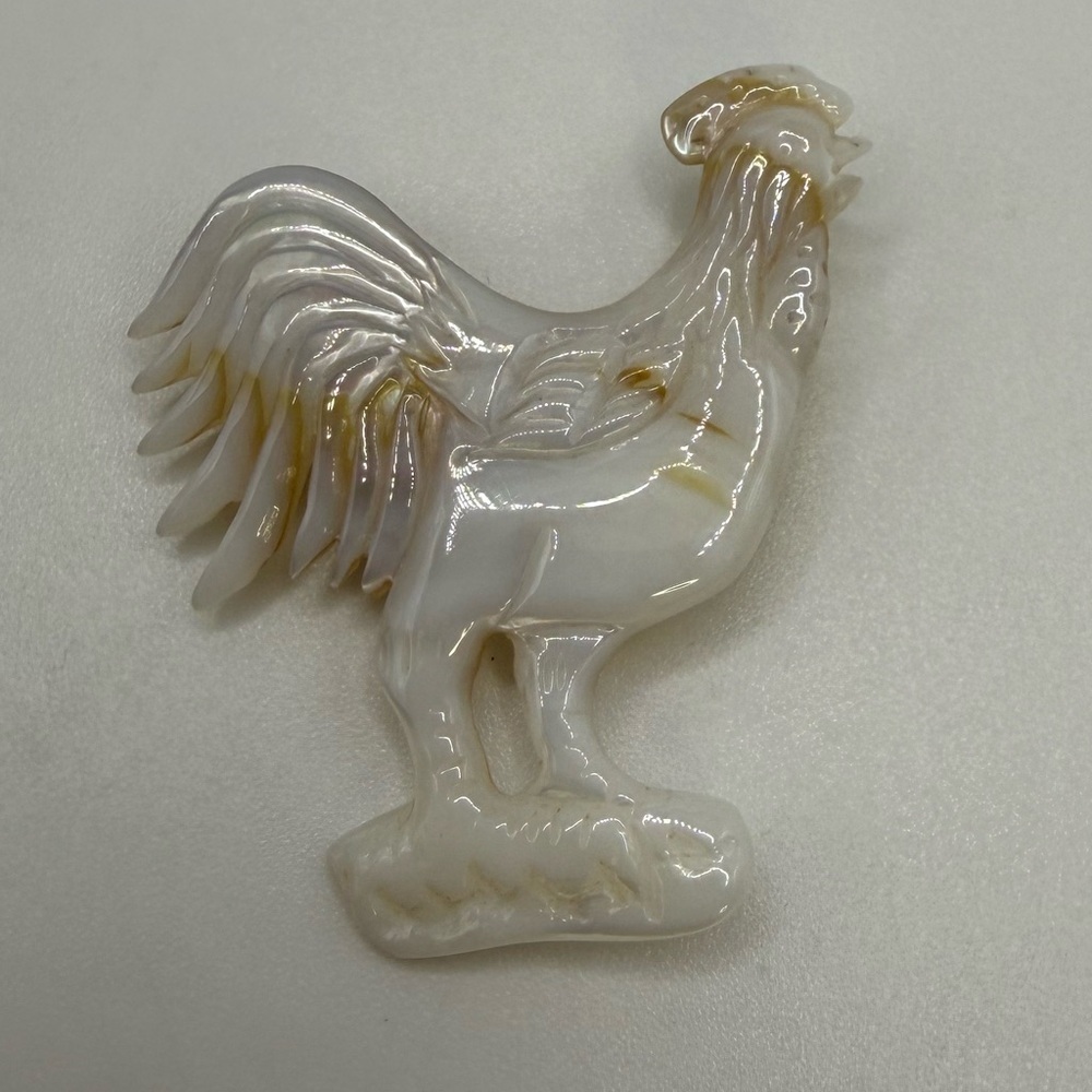 Vintage Mother of Pearl Rooster Brooch Pin